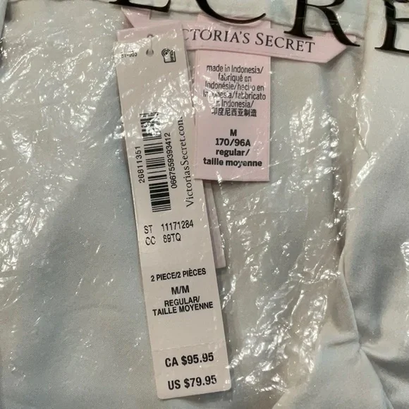 Victoria’s Secret Bride Satin Pajama Set White Blue Bridal PJs NWT M - Picture 11 of 14